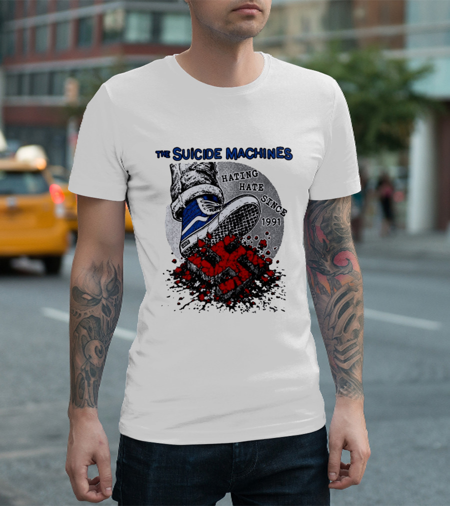 The Suicide Machines Hating Hate Since 1991 Vans Shoe Kicking Swastika T-Shirt
