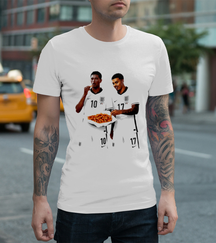 Jude Bellingham And Morgan Rogers Eating Orange Chips Mural Stourbridge Halesowen T-Shirt
