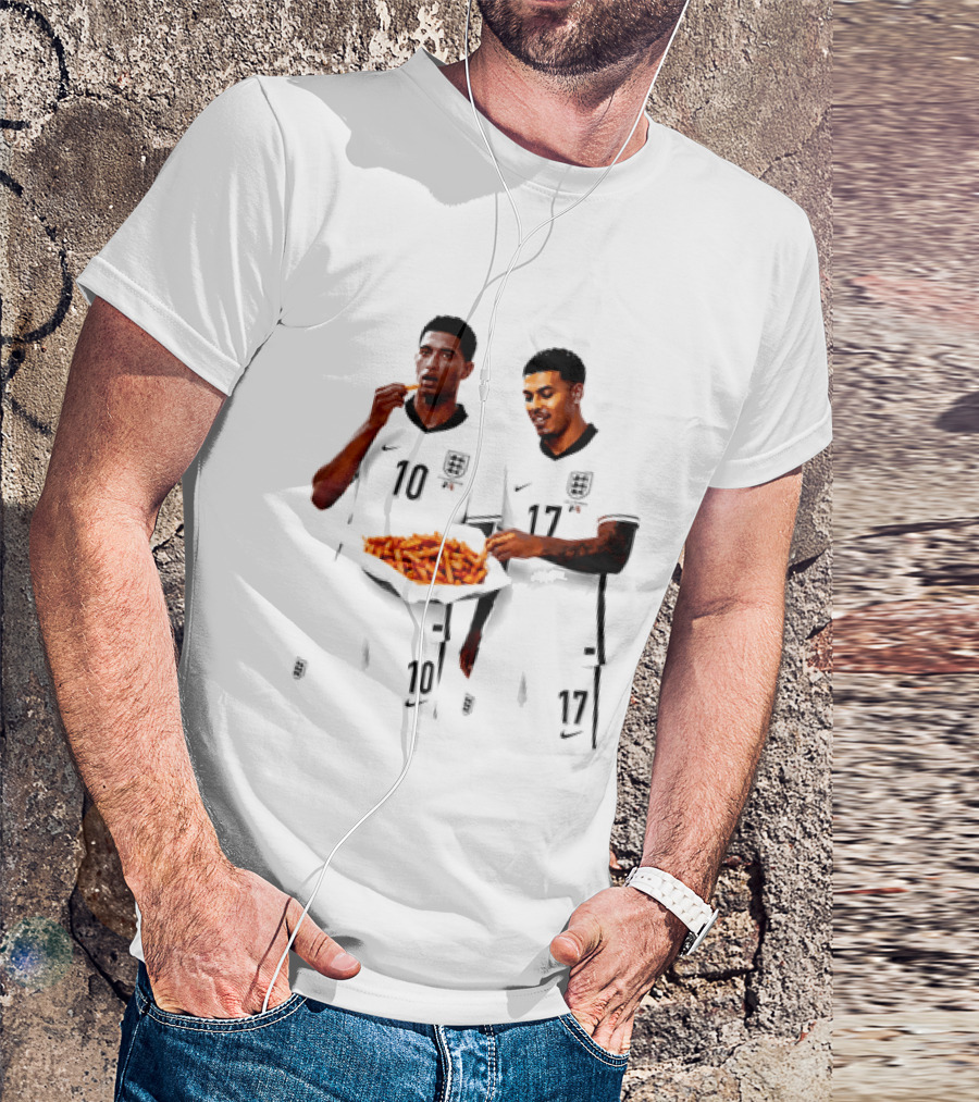 Jude Bellingham And Morgan Rogers Eating Orange Chips Mural Stourbridge Halesowen T-Shirt