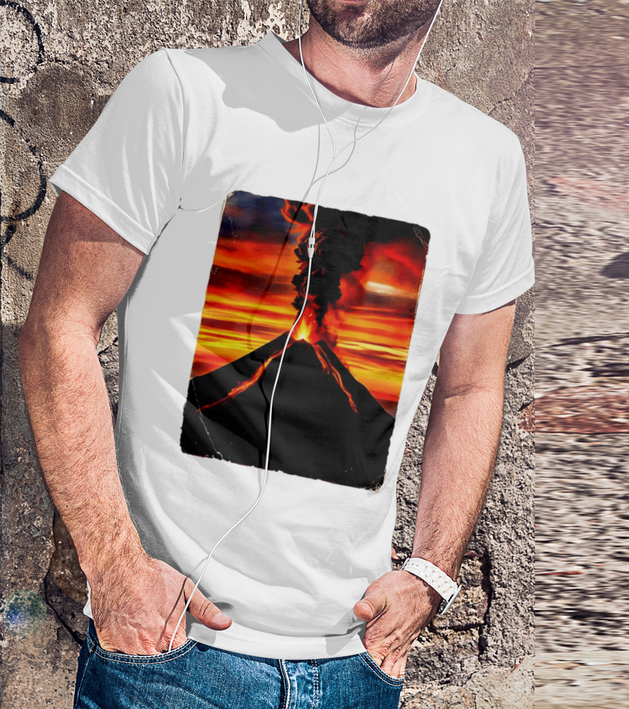 Volcanic Eruption Sunset Landscape Volcano Erupting At Dusk T-Shirt