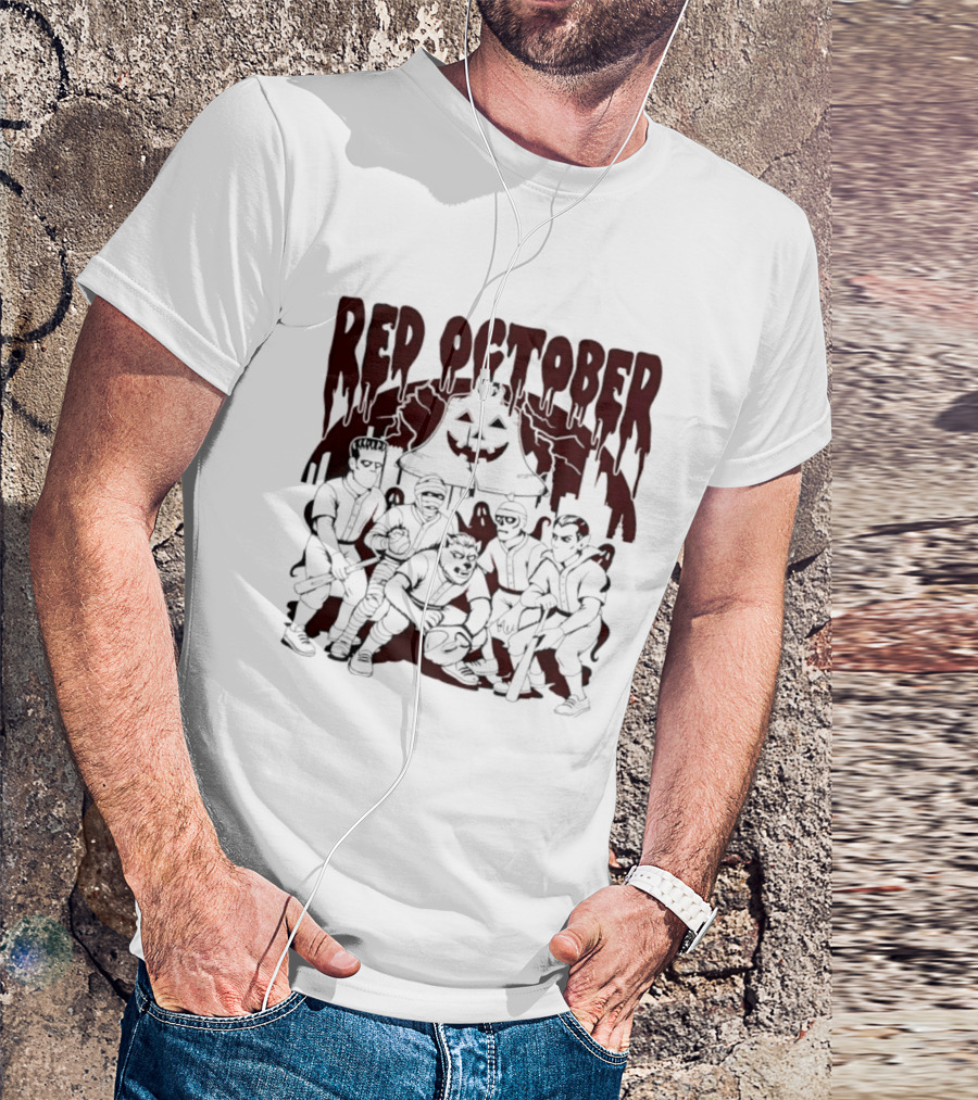 Red October Philadelphia Baseball Halloween Vintage Horror Players Pumpkin T-Shirt