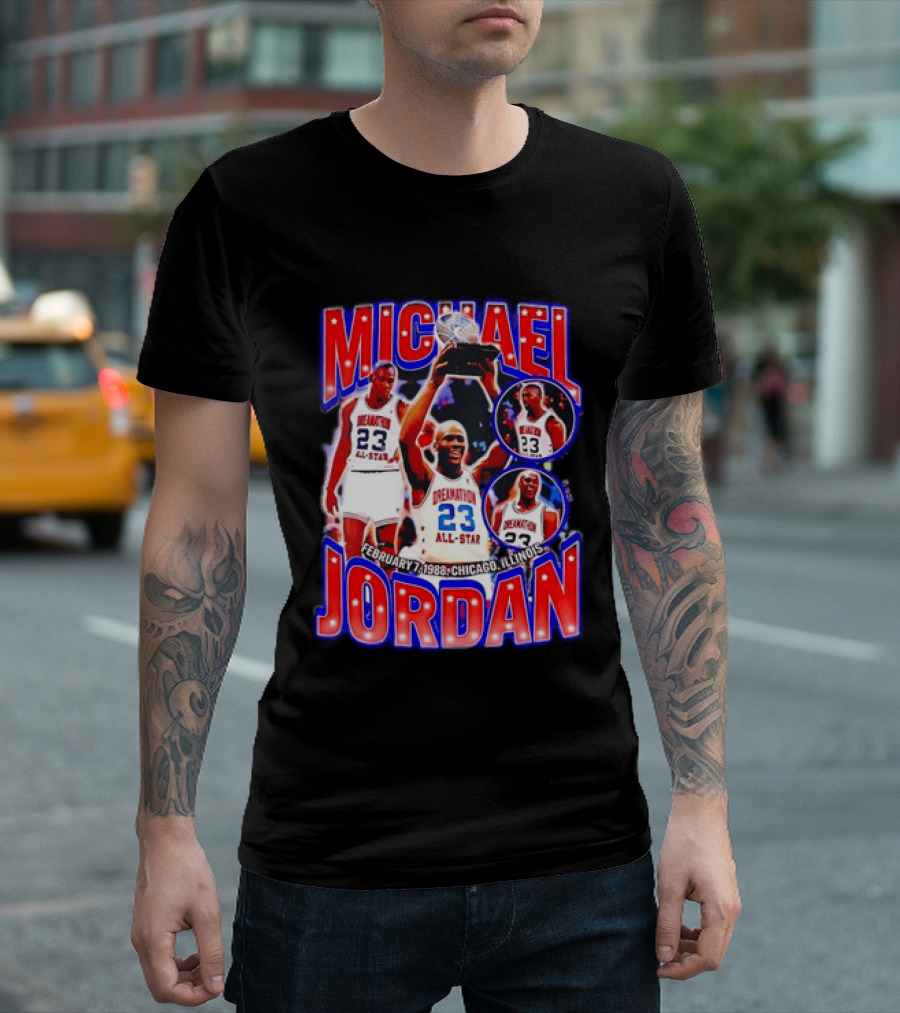 Michael Jordan February 7 1988 Chicago Illinois All Star Trophy Dream Team 23 T-Shirt