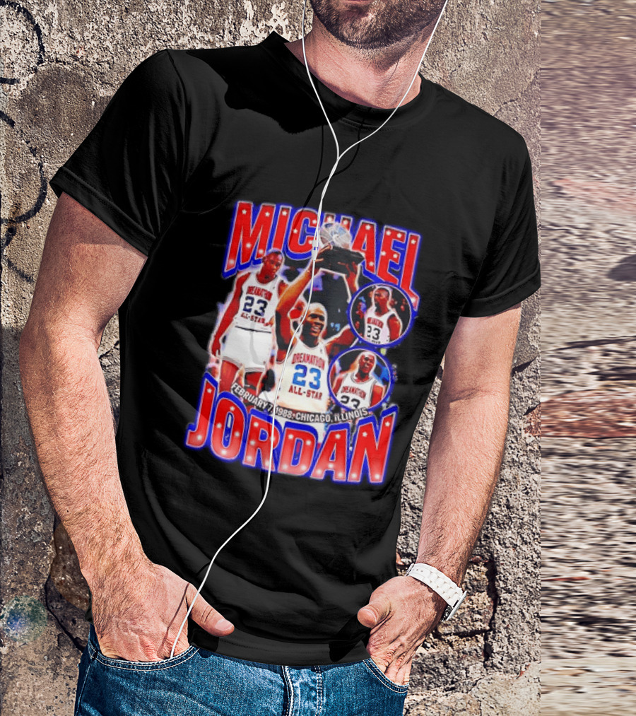Michael Jordan February 7 1988 Chicago Illinois All Star Trophy Dream Team 23 T-Shirt