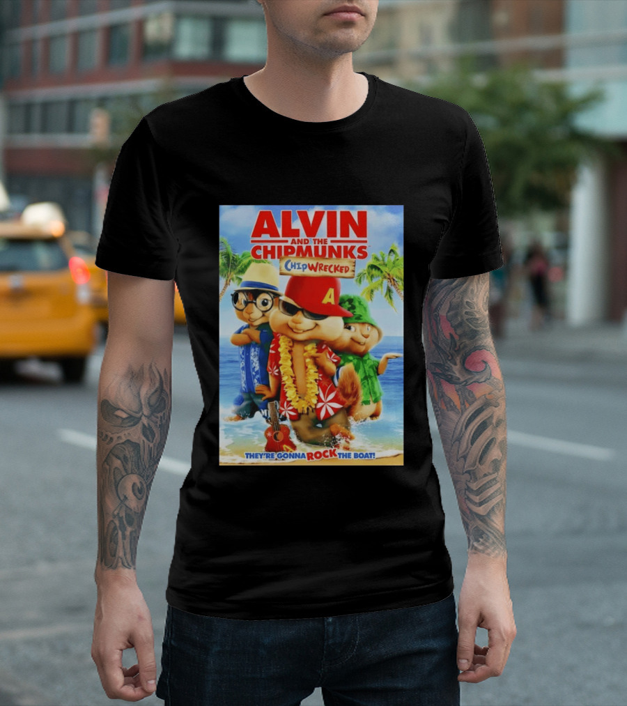 Alvin And The Chipmunks Chipwrecked They're Gonna Rock The Boat Beach Adventure T-Shirt
