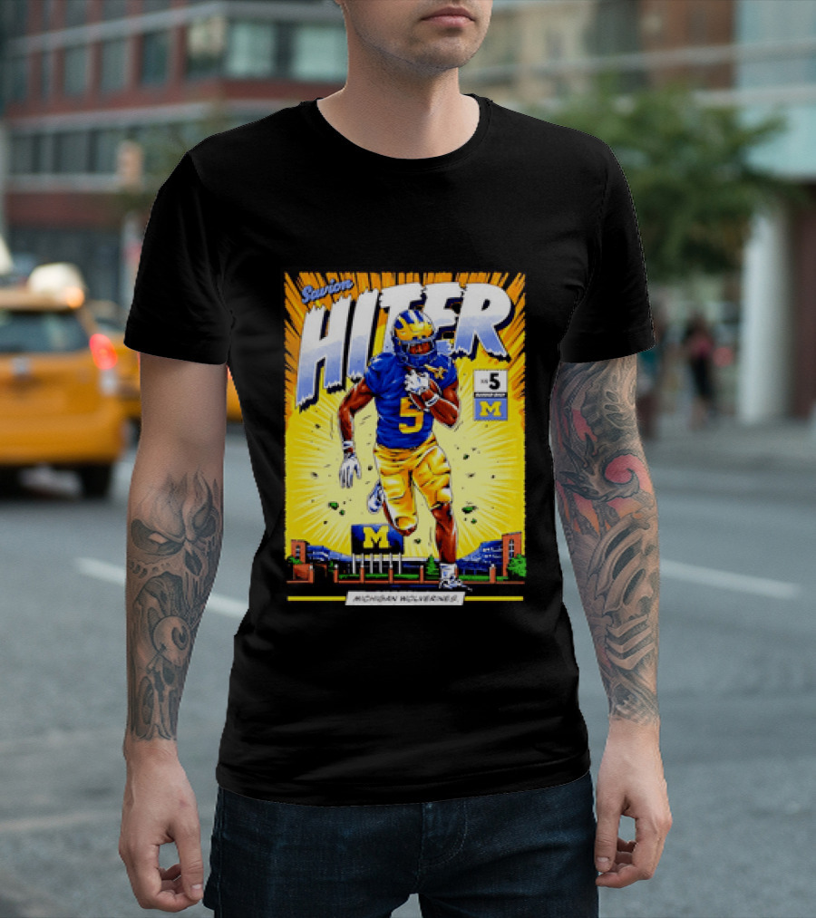 Savion Hiter Michigan Wolverines Football Number 5 Comic T-Shirt