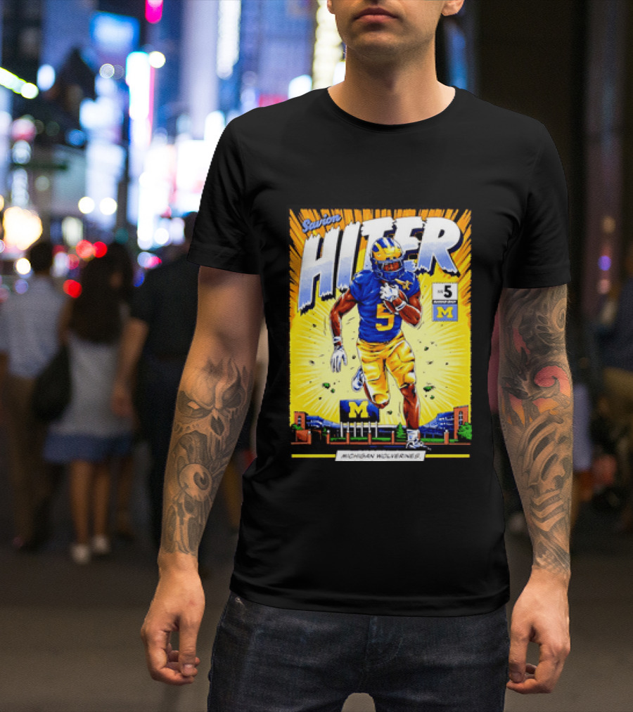 Savion Hiter Michigan Wolverines Football Number 5 Comic T-Shirt