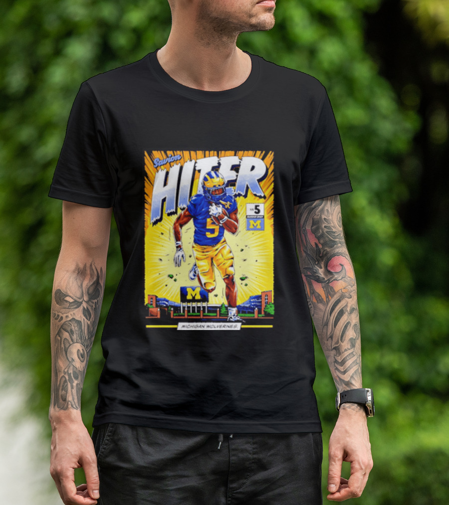 Savion Hiter Michigan Wolverines Football Number 5 Comic T-Shirt