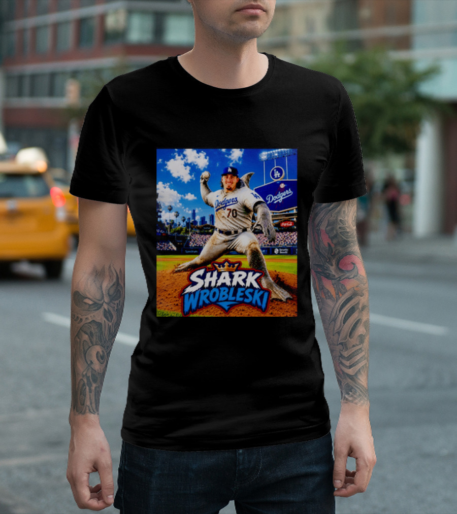 Shark Wrobleski Los Angeles Dodgers No 70 Iconic Baseball Player Fantasy T-Shirt