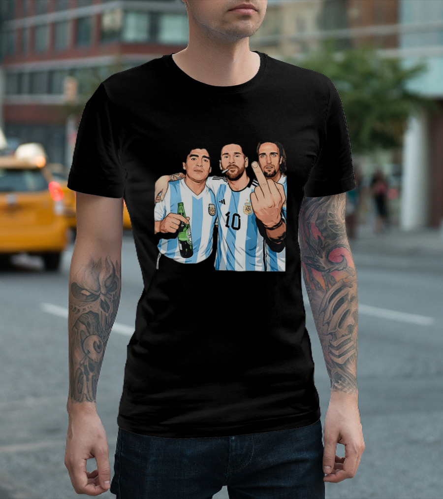 Messi Maradona Batistuta Argentina Football Legends T-Shirt