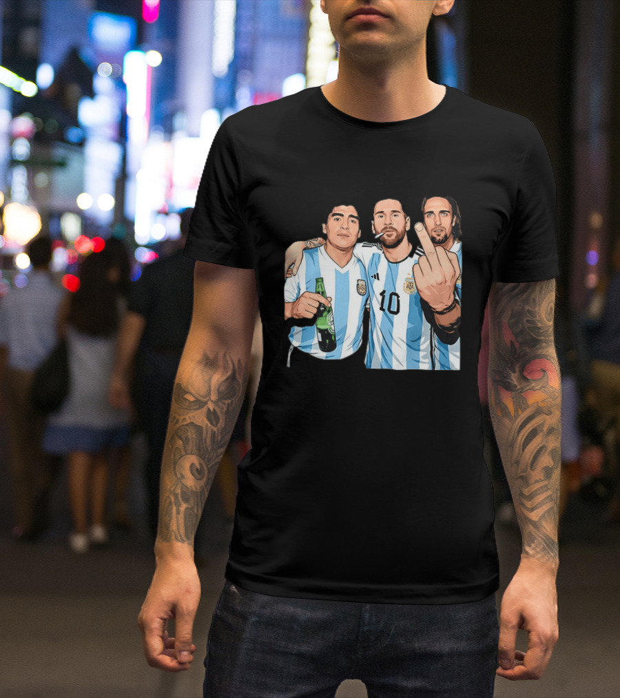 Messi Maradona Batistuta Argentina Football Legends T-Shirt