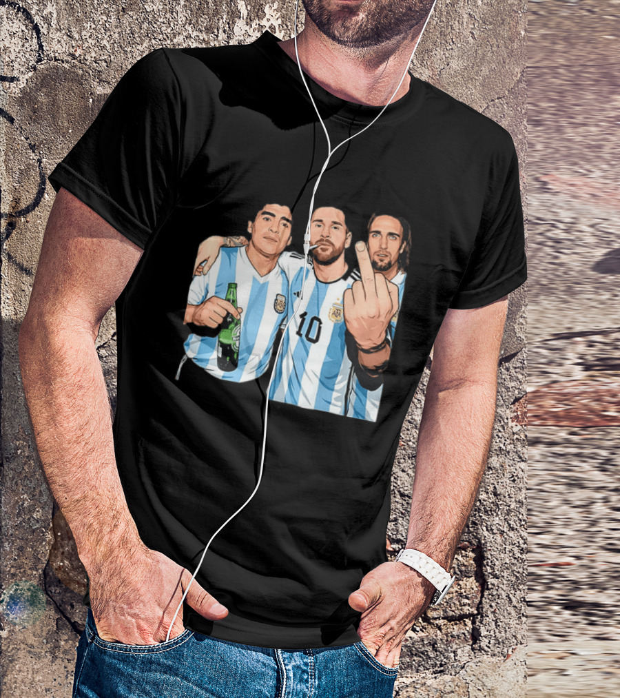 Messi Maradona Batistuta Argentina Football Legends T-Shirt