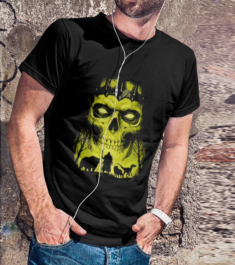 Lych Vs Druid Fantasy Dark Necromancer Skull T-Shirt