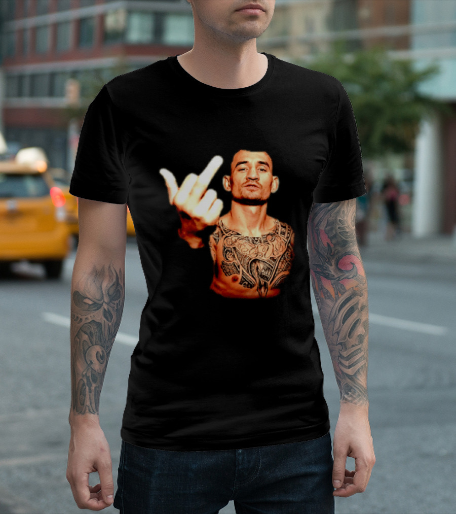 Max Holloway UFC Fighter Pose Middle Finger Tattoo T-Shirt