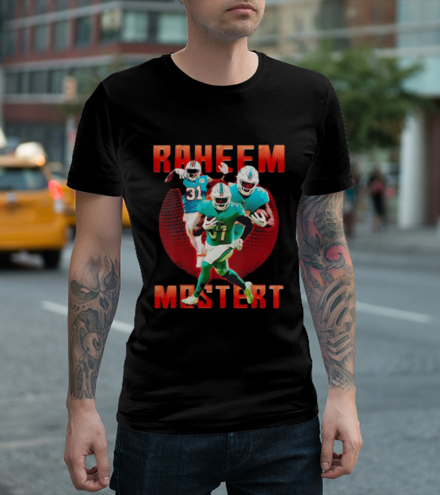 Raheem Mostert Miami Dolphins Football Running Back Action T-Shirt