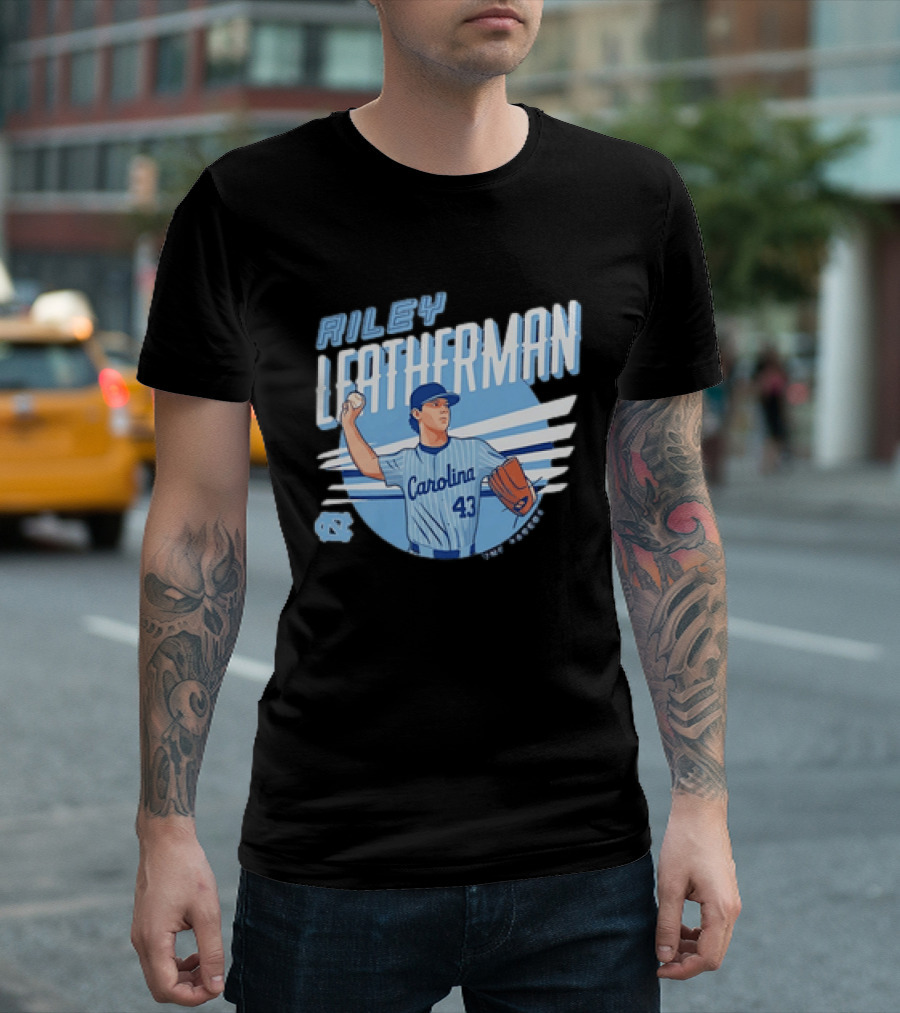 North Carolina Tar Heels Riley Leatherman Baseball Carolina 43 T-Shirt