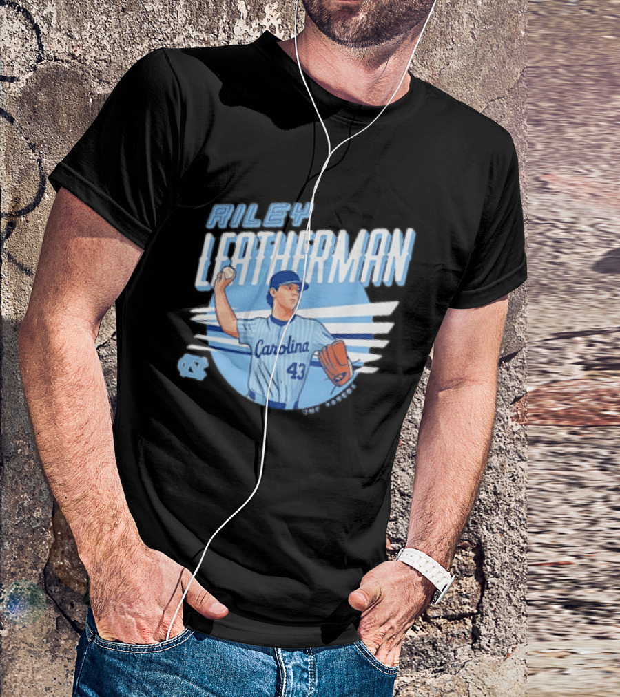 North Carolina Tar Heels Riley Leatherman Baseball Carolina 43 T-Shirt
