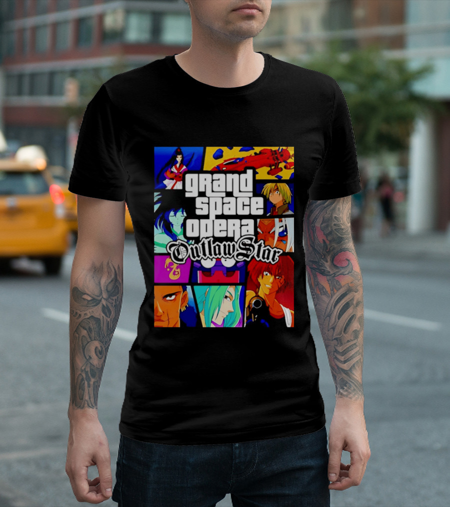 Grand Space Opera Outlaw Star Anime Characters Collage T-Shirt