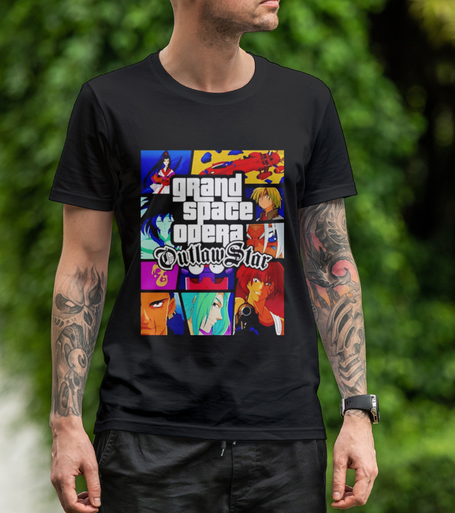 Grand Space Opera Outlaw Star Anime Characters Collage T-Shirt