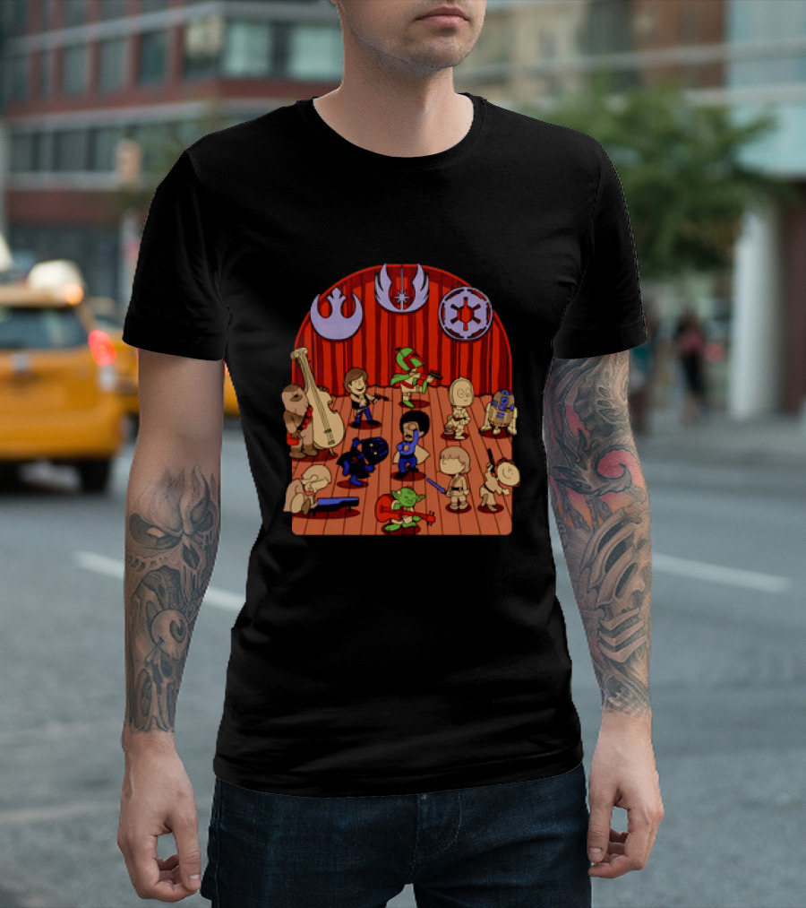 Star Wars Peanuts Characters Band With Iconic Symbols Mashup T-Shirt