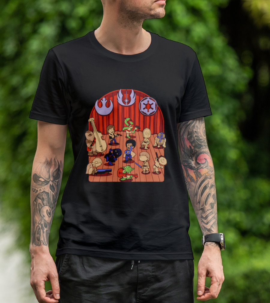 Star Wars Peanuts Characters Band With Iconic Symbols Mashup T-Shirt