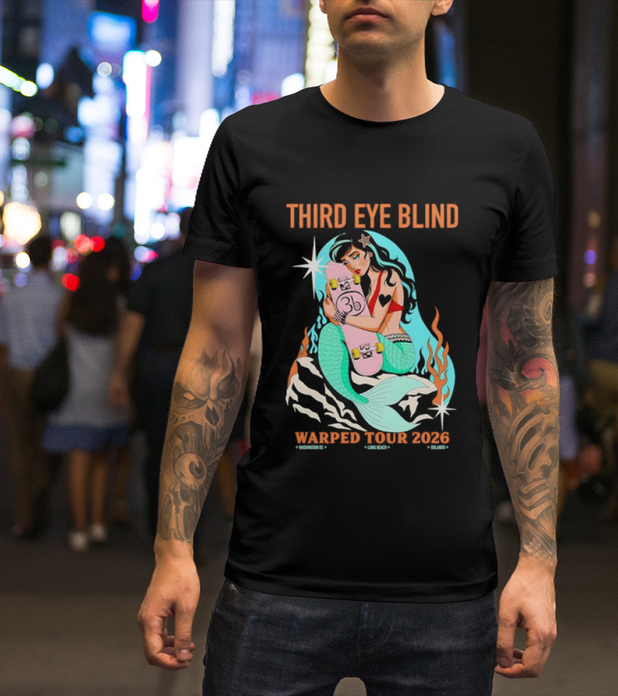 Third Eye Blind 2026 Warped Tour Mermaid Skater T-Shirt