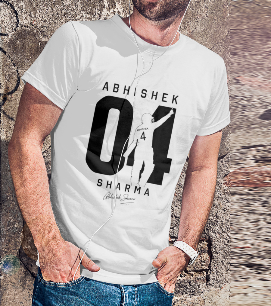 Abhishek Sharma 04 Indian Cricket Player Autograph T-Shirt