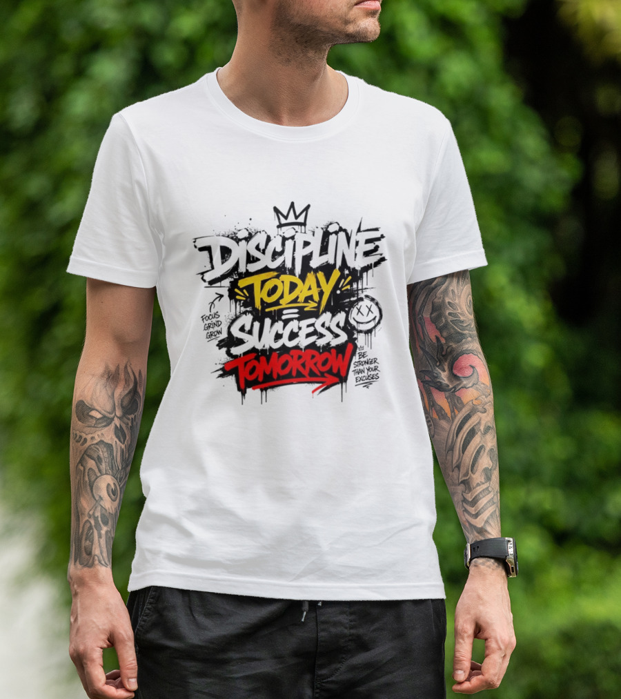 Discipline Today Success Tomorrow Motivational Graffiti T-Shirt