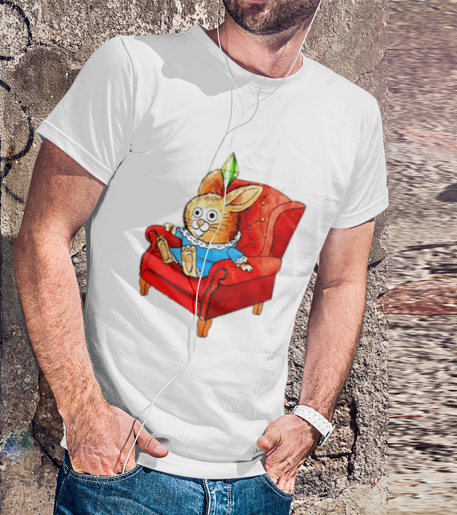 Rabbit They're Turning Me Into A Data Center Tomorrow Green Plumbob Red Couch Blue Dress T-Shirt