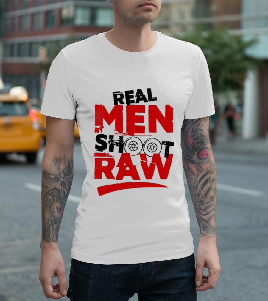 Real Men Shoot RAW Camera Shutter Aperture Photography T-Shirt