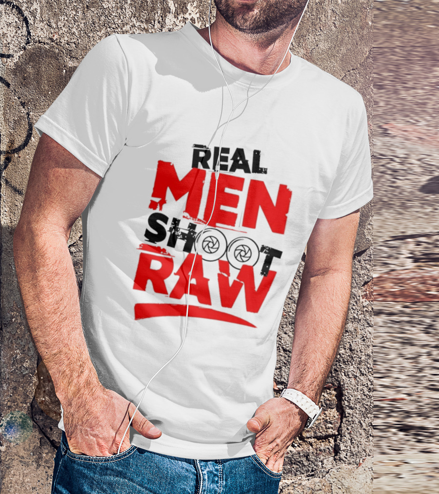 Real Men Shoot RAW Camera Shutter Aperture Photography T-Shirt