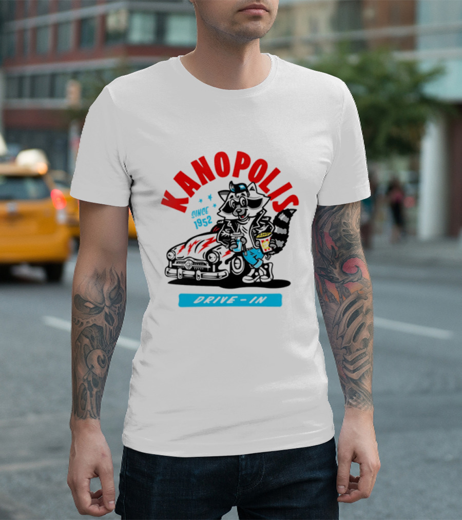 Kanopolis Drive In Since 1952 Raccoon Car T-Shirt