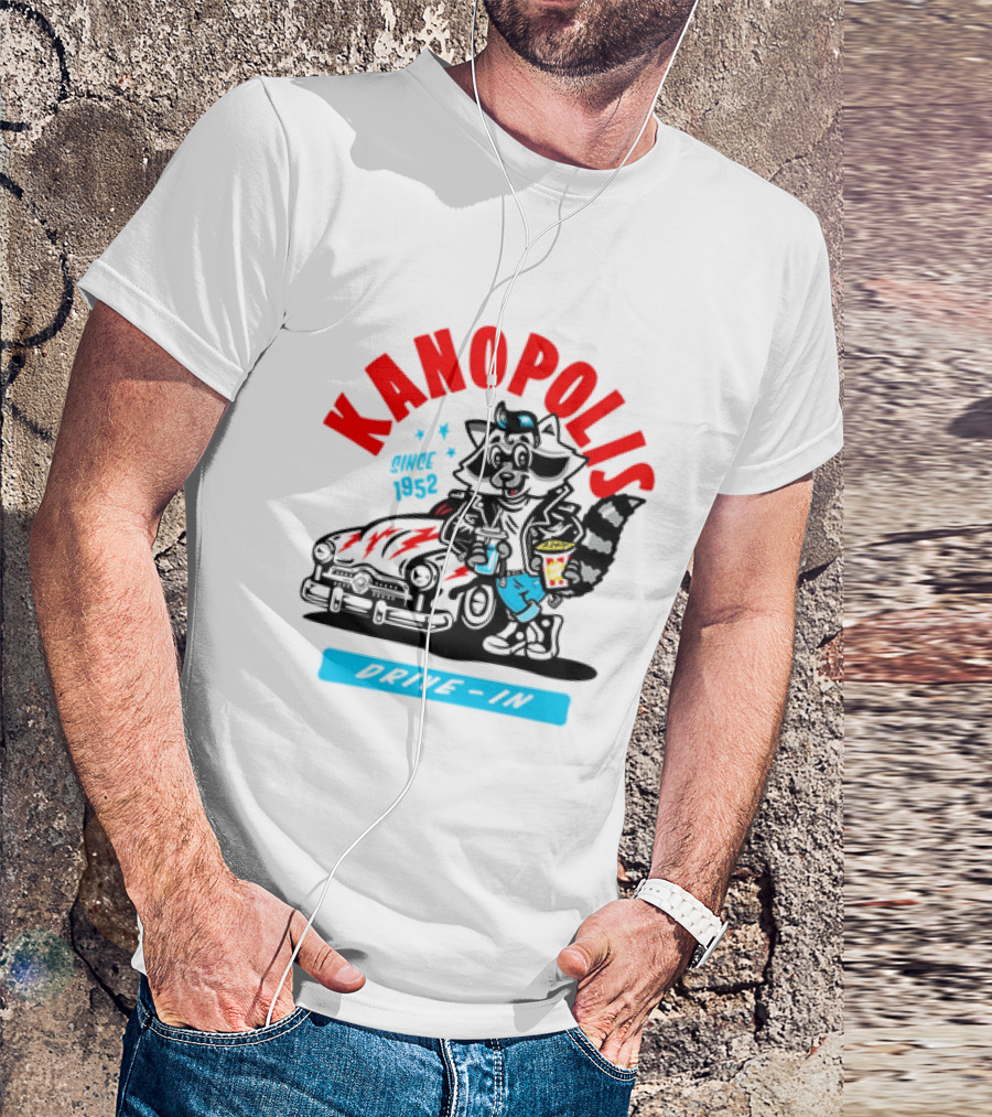 Kanopolis Drive In Since 1952 Raccoon Car T-Shirt