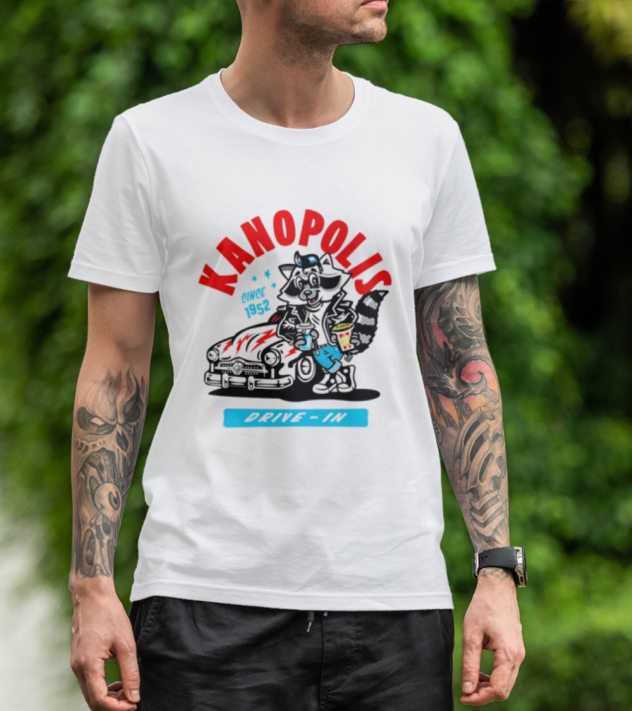 Kanopolis Drive In Since 1952 Raccoon Car T-Shirt