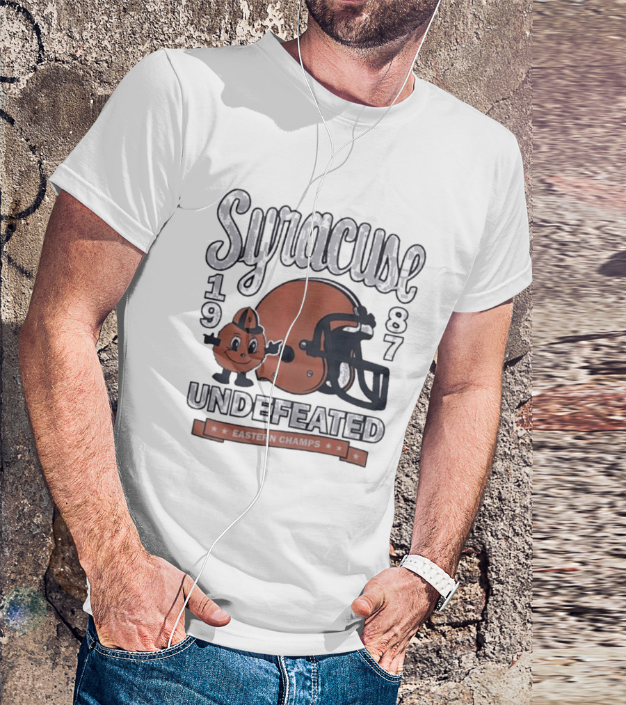 Syracuse 1987 Undefeated Eastern Champs Football Helmet Orange T-Shirt