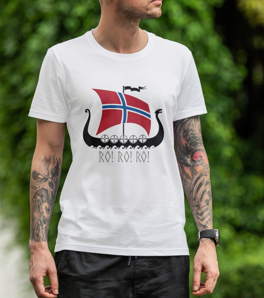 Viking Ship Norwegian Flag Ro Ro Ro T-Shirt