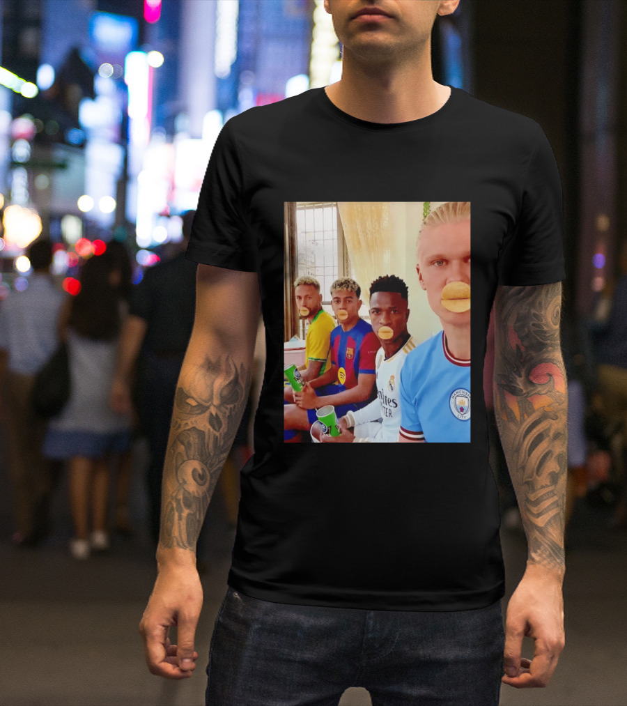 Neymar Vinicius Barcelona Real Madrid Manchester City Football Stars Chips T-Shirt