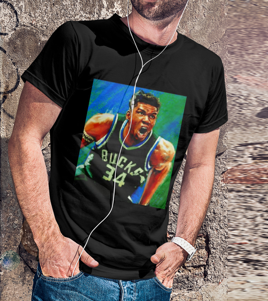Giannis Antetokounmpo Bucks No 34 Jersey Art Basketball Star T-Shirt