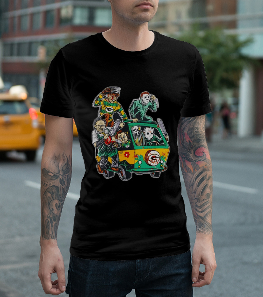 Horror Villains Green Bay Packers Mystery Machine T-Shirt