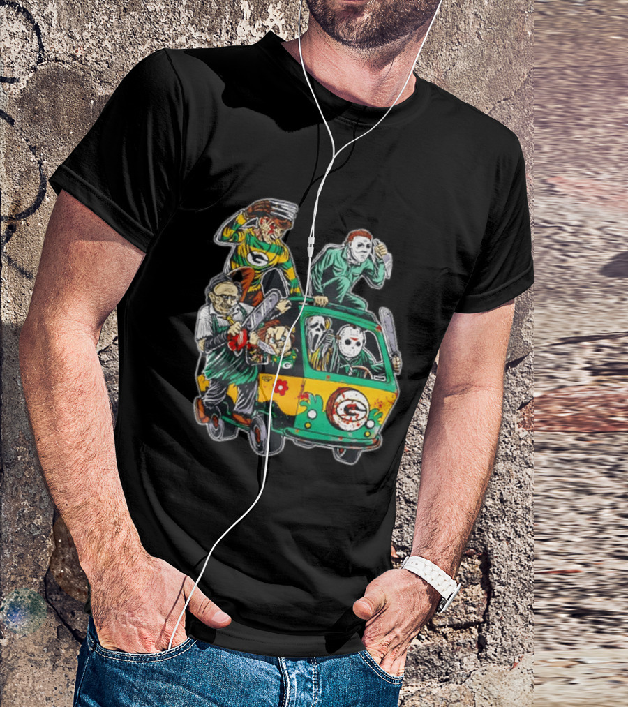 Horror Villains Green Bay Packers Mystery Machine T-Shirt