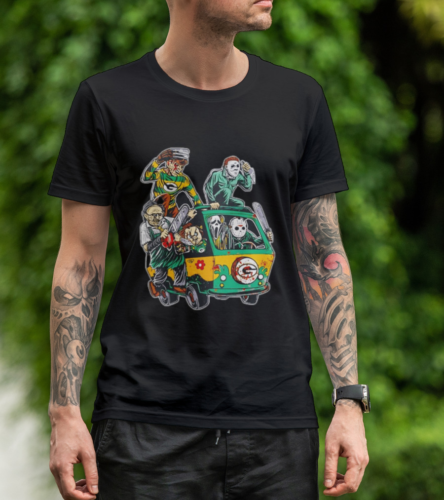 Horror Villains Green Bay Packers Mystery Machine T-Shirt