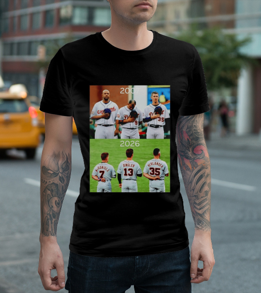 Detroit Tigers 2007 2026 McGonigle Dingler Verlander Comparison T-Shirt