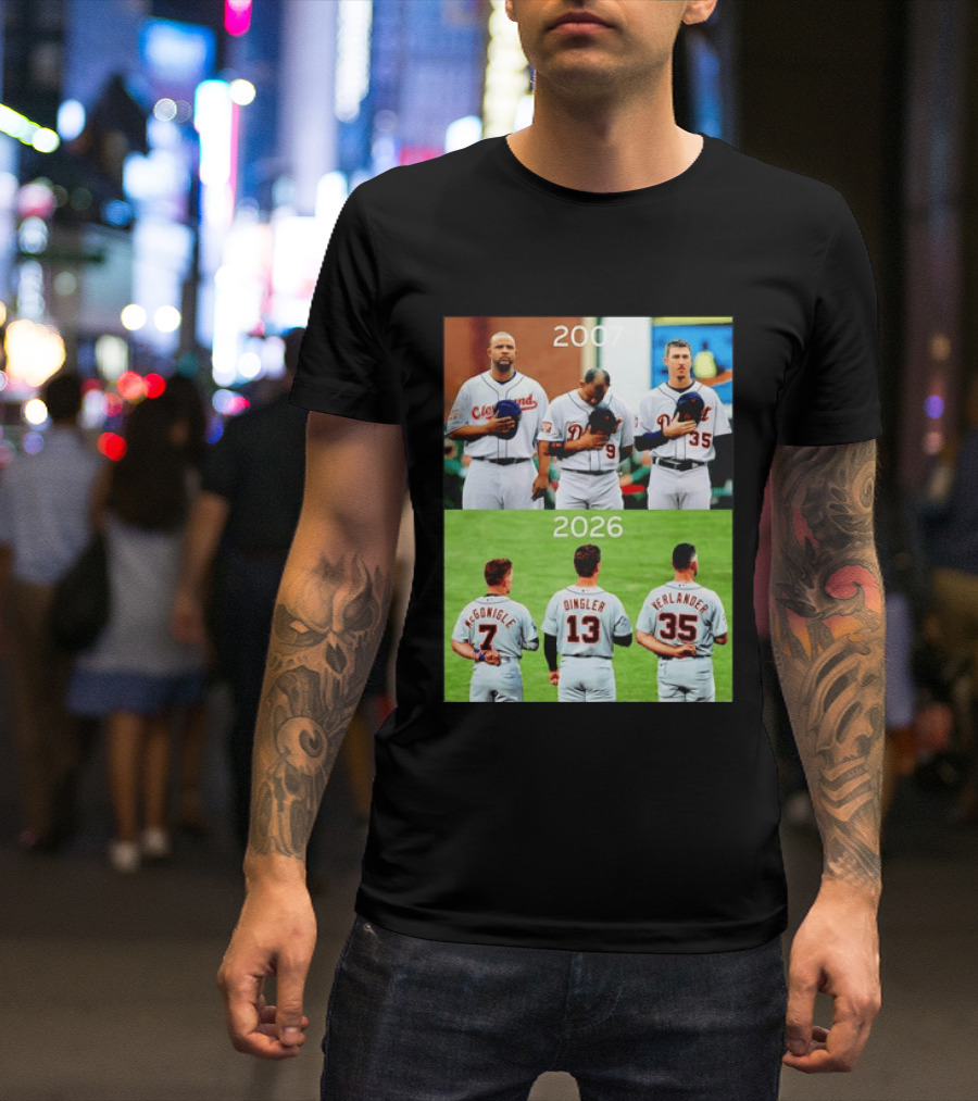 Detroit Tigers 2007 2026 McGonigle Dingler Verlander Comparison T-Shirt