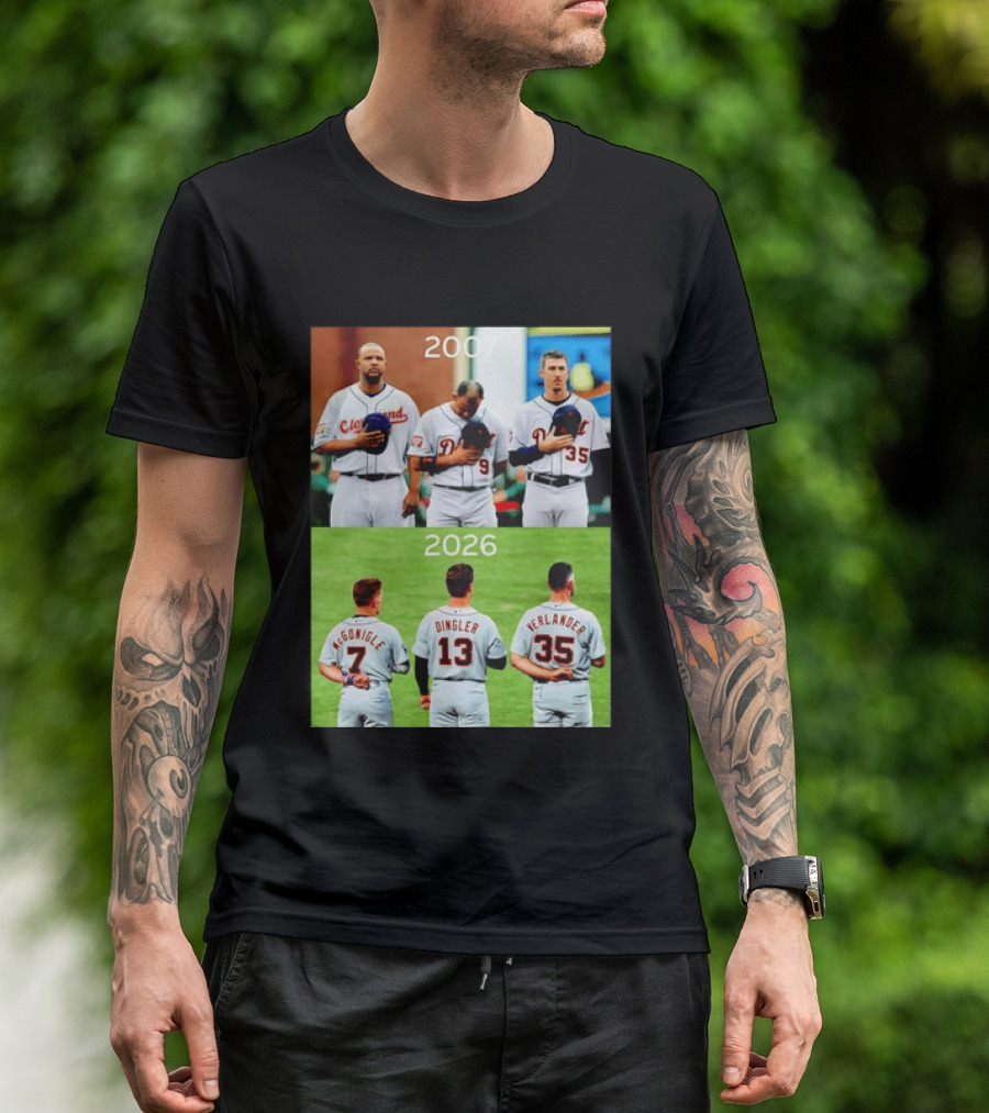 Detroit Tigers 2007 2026 McGonigle Dingler Verlander Comparison T-Shirt