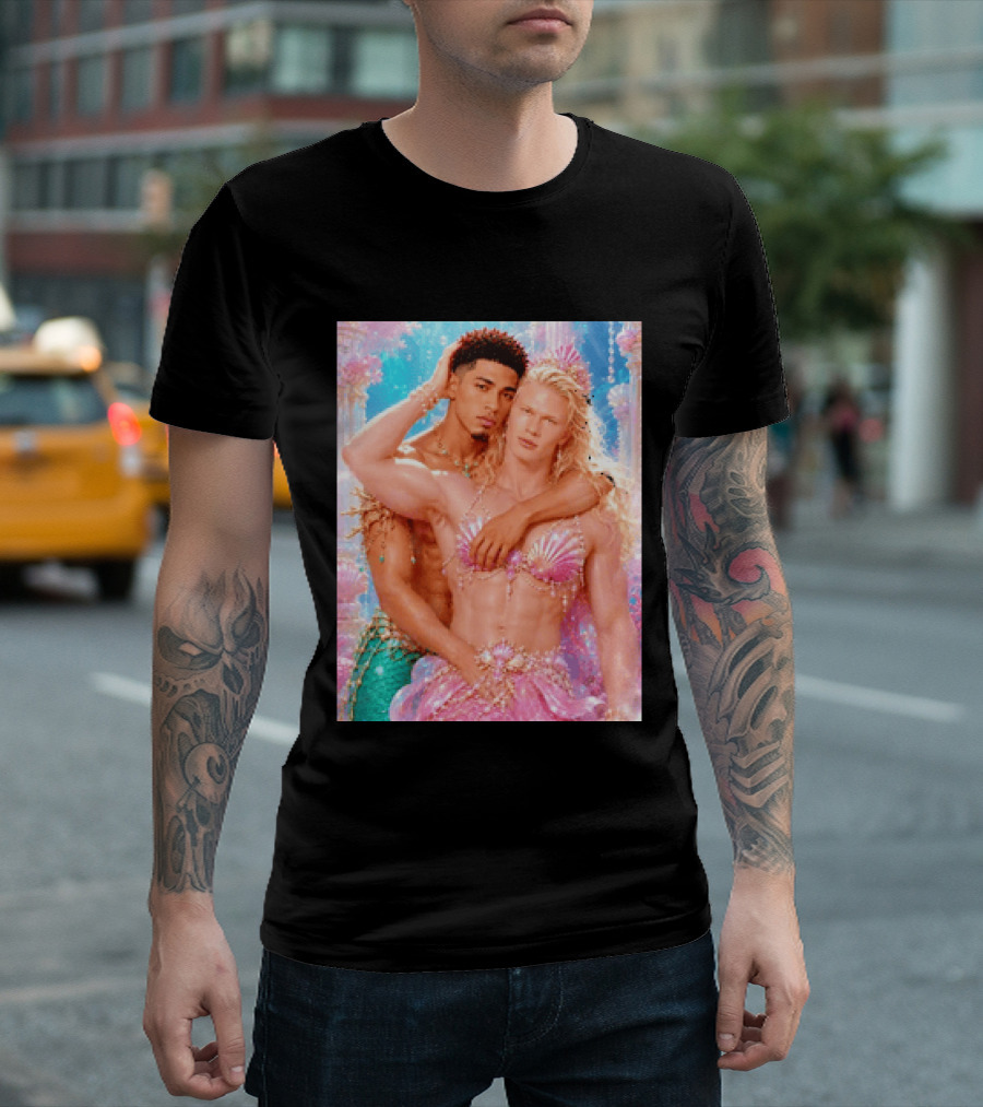 Mermaid Fantasy With Erling Haaland And Jude Bellingham T-Shirt