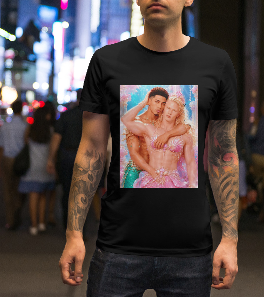 Mermaid Fantasy With Erling Haaland And Jude Bellingham T-Shirt