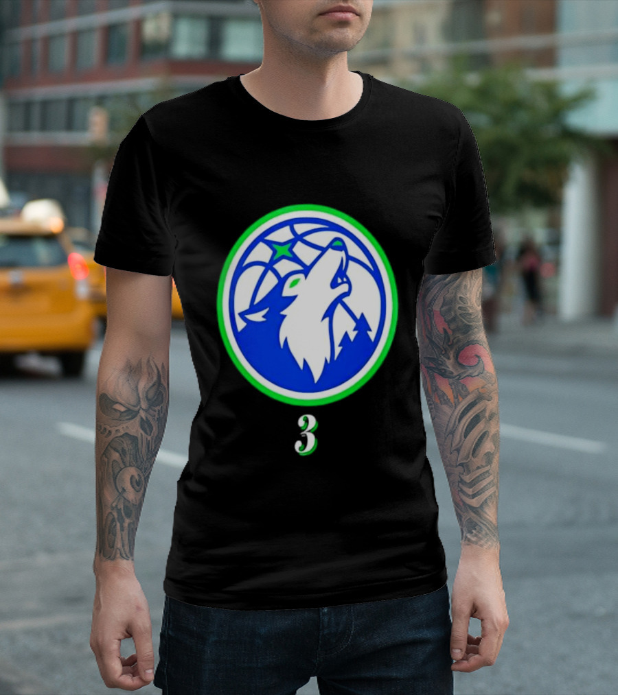 Jaden McDaniels Minnesota Timberwolves 3 Wolf Basketball T-Shirt