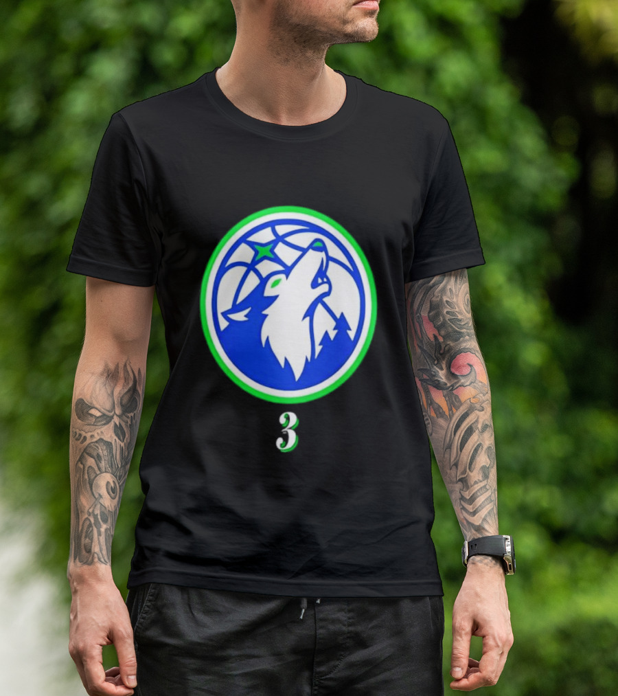 Jaden McDaniels Minnesota Timberwolves 3 Wolf Basketball T-Shirt