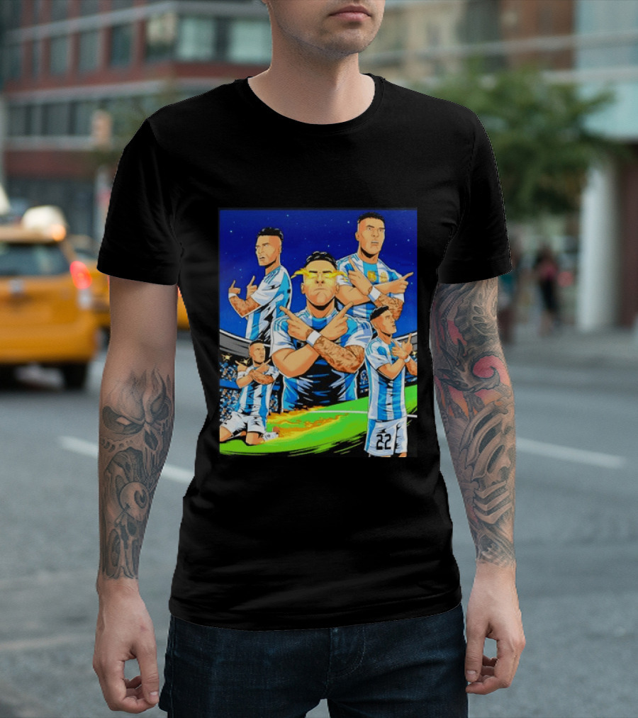 Lautaro Martinez Argentina National Team Collage Soccer Star Celebration T-Shirt