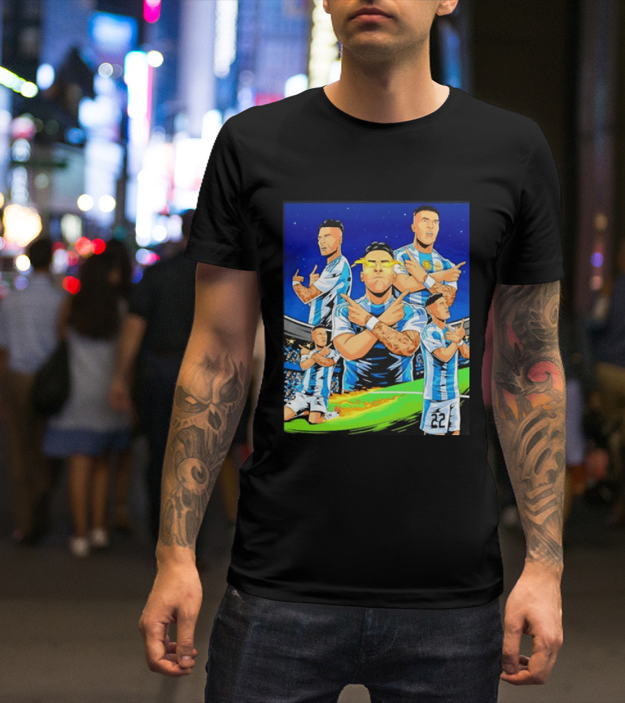 Lautaro Martinez Argentina National Team Collage Soccer Star Celebration T-Shirt