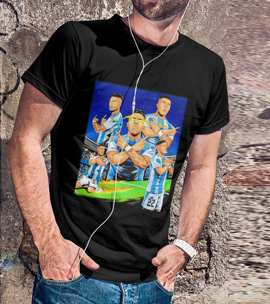 Lautaro Martinez Argentina National Team Collage Soccer Star Celebration T-Shirt
